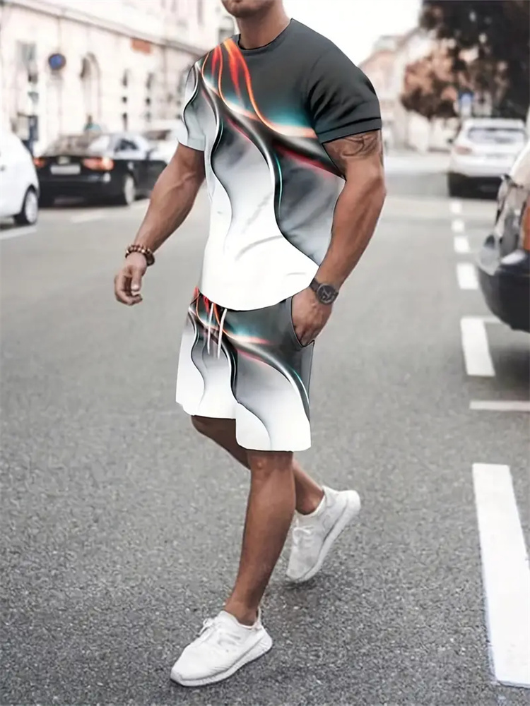 Summer Clothing Styles - Męski Damski Gradientowy T-shirt z Teksturą