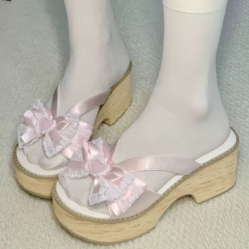 Summer Clothing Elegant - Słodkie Klapki na Platformie z Grubą