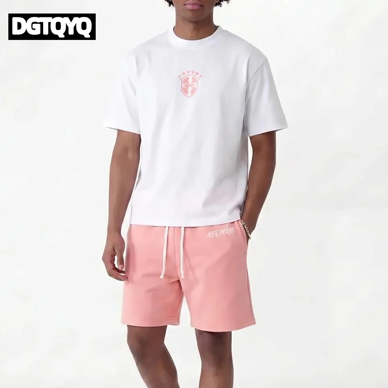 Summer Clothing Styles - Męskie letnie nowe różowe haftowane szorty