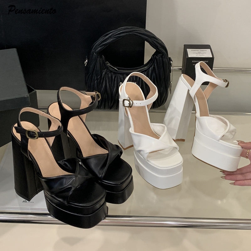 Summer Clothing Elegant - Sandały damskie gladiatorki na koturnie z