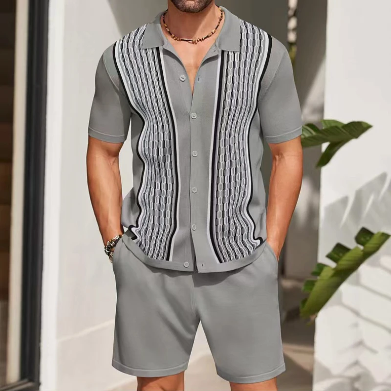 Quality Summer Clothing - Letni męski komplet dwuczęściowy z krótkim