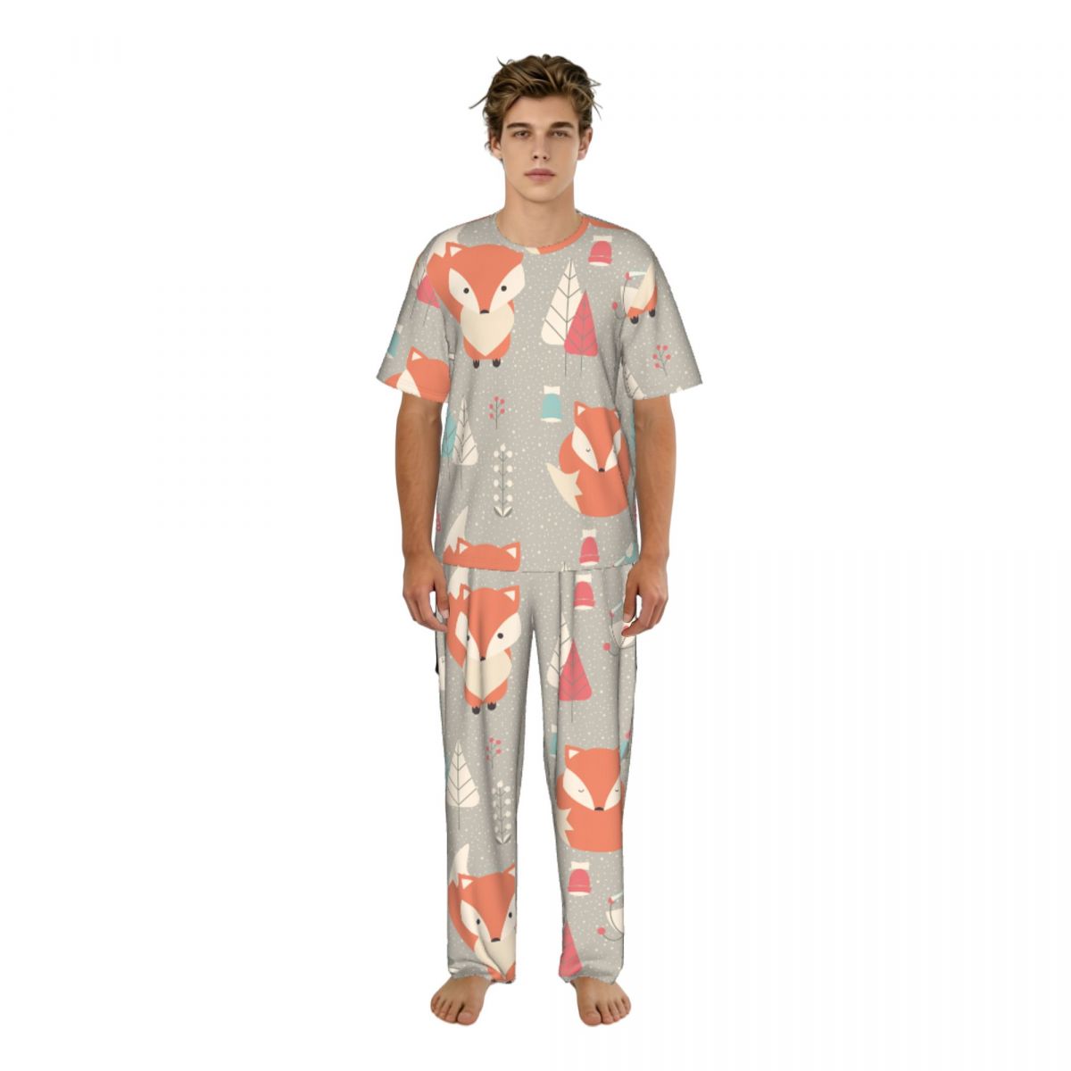 Summer Clothing Patterns - Męski komplet piżamowy z krótkim rękawem