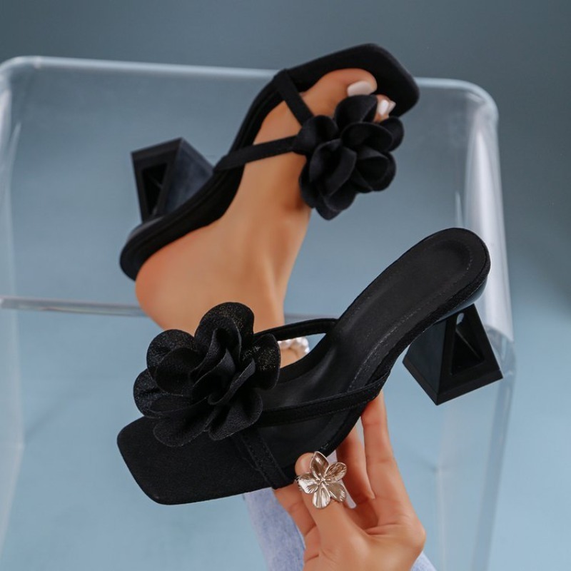 Summer Clothing Elegant - Damskie sandały z kwiatowym dekorem 3D,