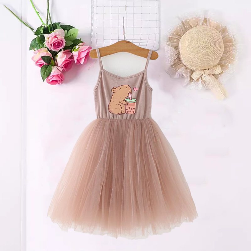 Summer Clothing For Babies - Capybara Girls Dresses Anime Printed Cute