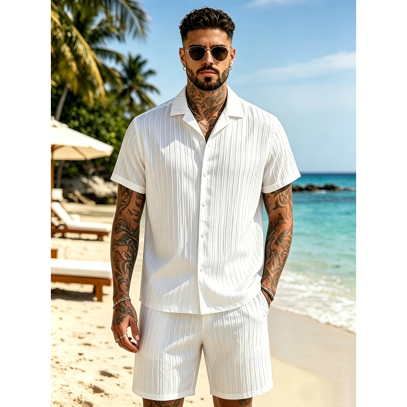 Męski letni zestaw casualowy,  – Summer Clothing For A Beach recenzja i cena